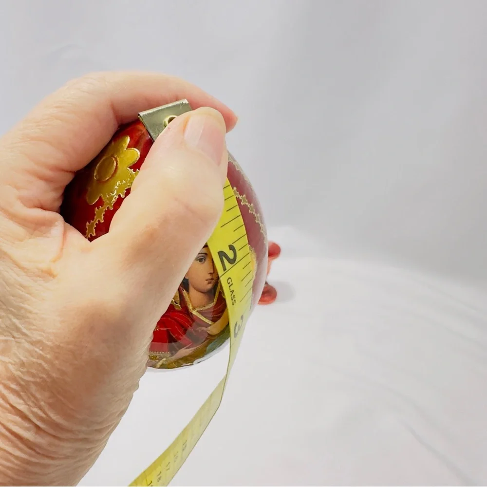 Russian Orthodox Religious Icon Red Gold Tone Decorative Egg Madonna and Child - Picture 14 of 16